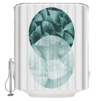 

Marble Tropical Plants Water Simple Shower Curtain Waterproof and Mildewproof Polyester Fabric Bath Curtain Design