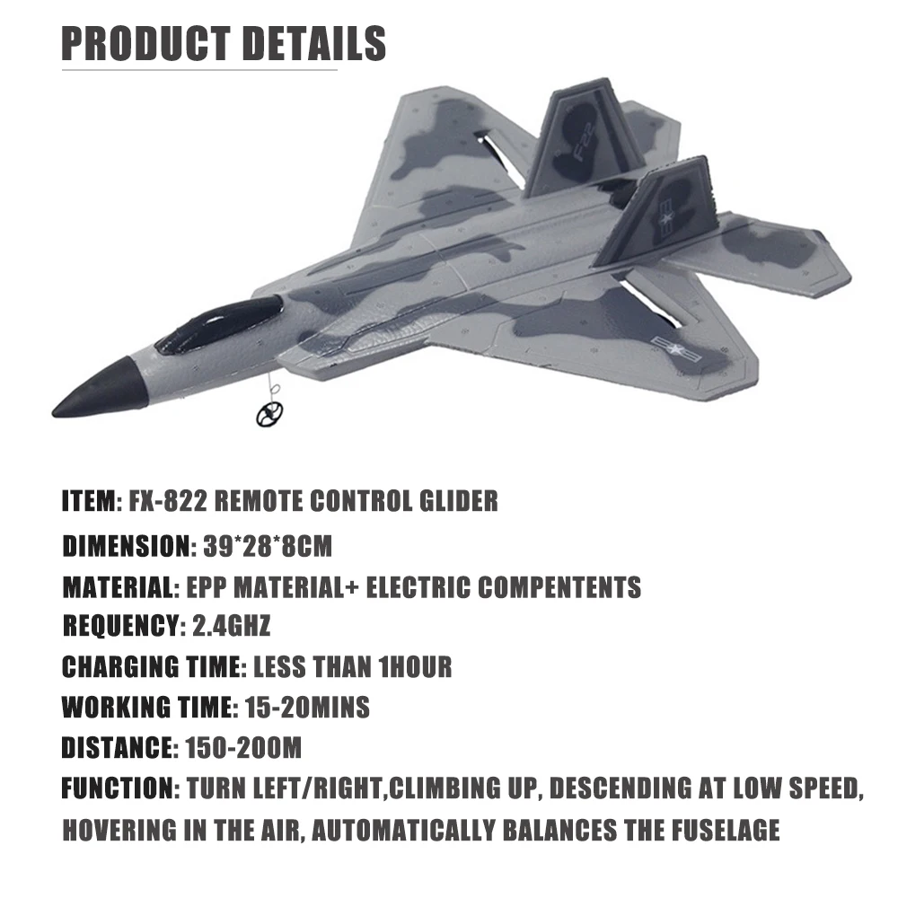FX-822 F22 2.4GHz EPP RC Airplane RTF with Wireless Remote Controller RC Quadcopter Aircraft Model (4)
