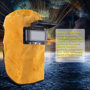 

Welder Mask Yellow Solder Slag Mars Protect Cowhide Sparkproof Welding Helmet Eyes Protection Convenient Arc Tig Mig