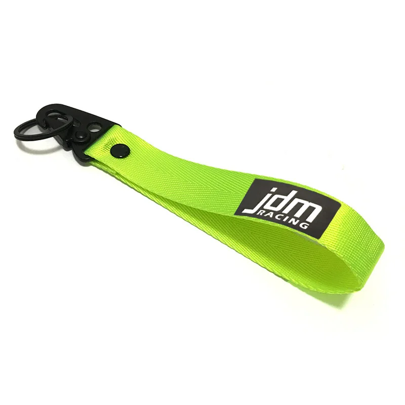 Горячая JDM Гоночный подвесной ремешок для ключей с зажимом и пряжкой, быстроразъемный брелок для ключей, красный/черный ремешок, материал, подвеска для ключей - Название цвета: neon green RACING