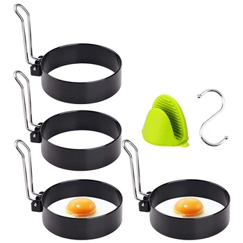 

Egg Ring,5 Pack Stainless Steel Egg Ring Molds with Non Stick Shaper Circles for Fried Egg McMuffin Sandwiches