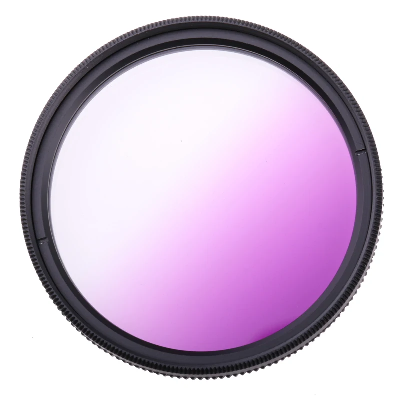 RISE(UK) 49/52/55/58/62/67/72/77 мм Ультра тонкая рамка Градуированный серый, розовый, зеленый, синий и красный цвета Цвет фильтр для портативной видеокамеры DSLR SLR Камера объектив - Цвет: gradual purple