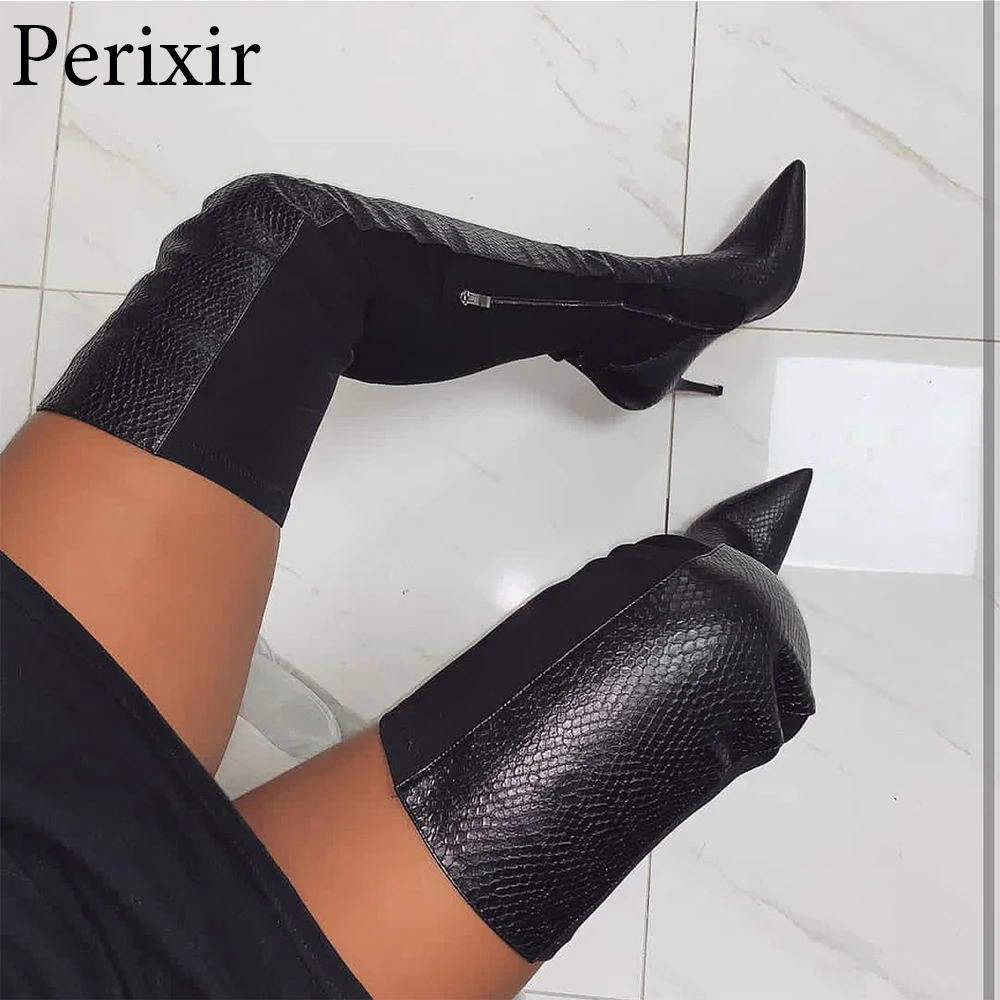 

Sexy Party Shoes Over The Knee Long Boots For Women Pointy Toe Club Stiletto Heels Women Autumn Boots Stretch Thigh High Boots