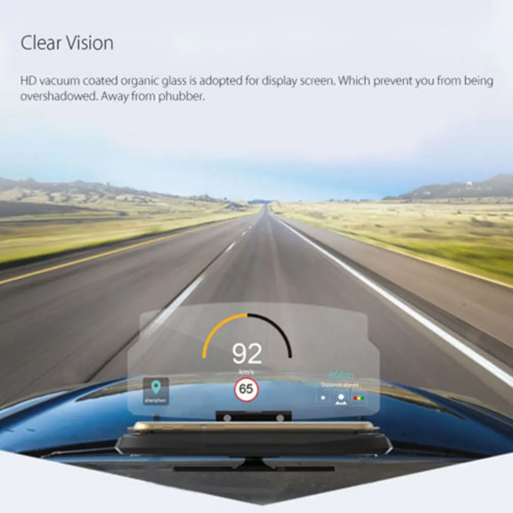  65 Zoll Sicherheit Reflektieren HD Auto Zubehör ABS GPS Navigation HUD Für Telefon Universal Head U