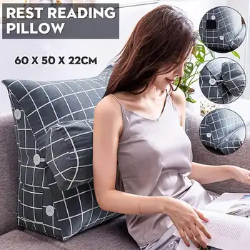 

45x50x22cm / 60x50x22cm Grey Triangular Wedge Lumbar Pillow Support Cushion Backrest Bolster Soft Headboard