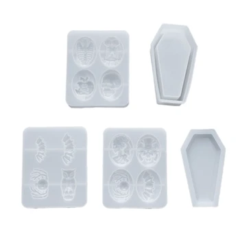 

DIY Crystal Epoxy Skeleton Pendant Resin Mold Coffin Trinket Box Silicone Mould