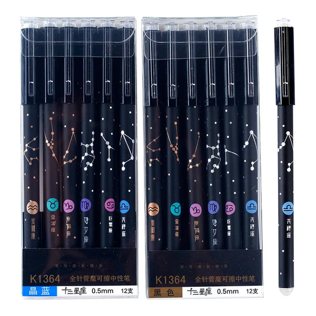 12pcs Constellation Gel Pens, Erasable Pens, Erasable Gel Pens, Creative  Galaxy Pens, 0.5mm Super Fine Tip, Black Ink, Student S - AliExpress