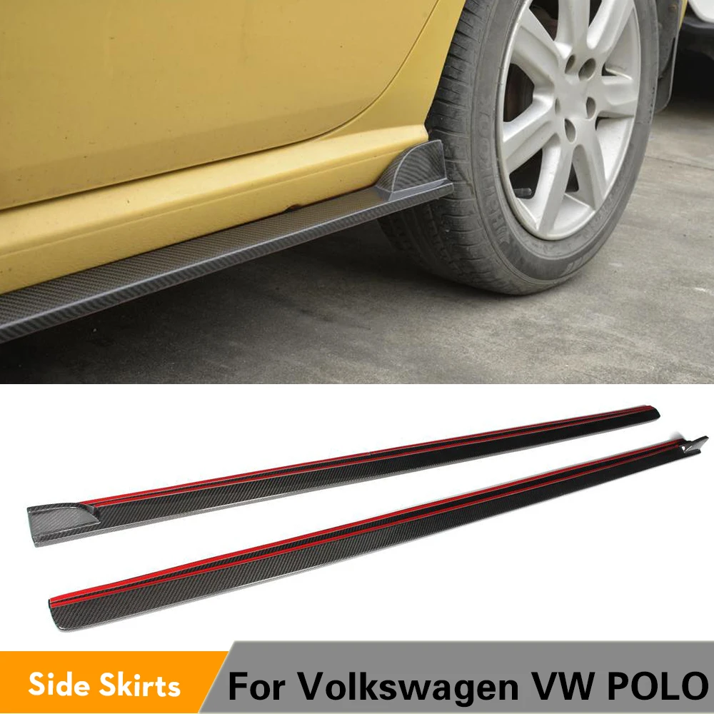 Боковые юбки из углеродного волокна комплект удлинителей для Volkswagen VW Polo MK6 Hatchback 4