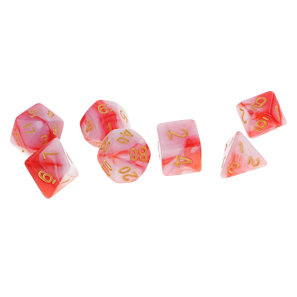 7 Pieces Dice Set D20 D12 D10 D8 D6 D4 for DND RPG Board Game Board Game Dice Party Gambling Dices Game Digital Dices