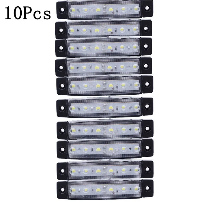 10x/4x/2x светодиодный 6 SMD Грузовой автомобиль Прицеп боковой маркер индикаторы поворота автомобиля тормозной задний Предупреждение ющий задний светильник 24 в 12 В - Цвет: 10x white