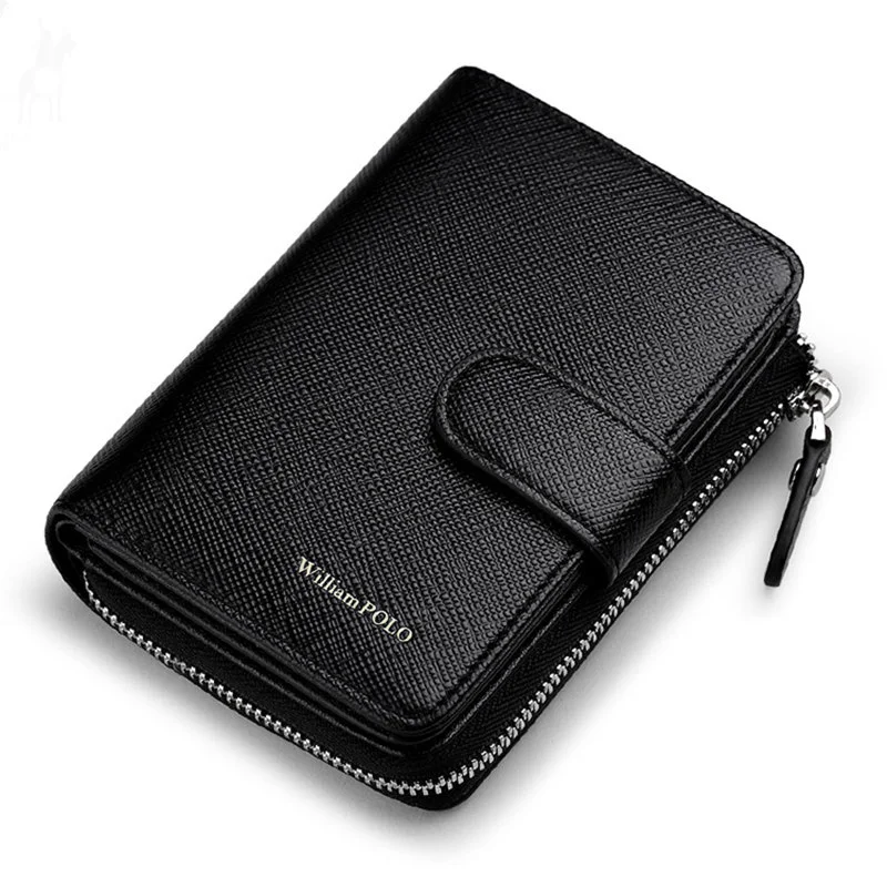 Goede 2019 Nieuwe Mannen Mode Echt Lederen Portemonnee Zakelijke Creditcard Houder Portemonnee Multifunctionele Zip WilliamPOLO Purse Foto Case