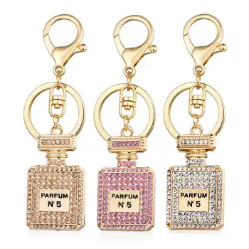 

Fashion bottle Charms Accessories Key Ring 3 Colors Rhinestone Crystal Bottle Keychain Gift Keyring ornaments