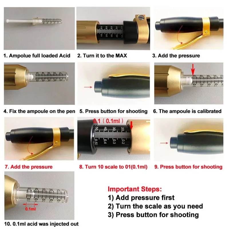 0,3 мл или 0,5 мл Гиалуроновая кислота ручка высокого давления Мезотерапия пистолет без игл мезо распылитель гиалурон пистолет для губ лица лифтинг