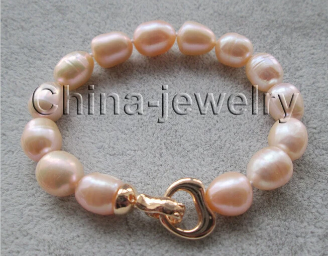 DYY 913+++ красивый " 13 мм розовый барокко мелкий пресноводный жемчуг браслет