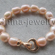 DYY 913+++ красивый " 13 мм розовый барокко мелкий пресноводный жемчуг браслет