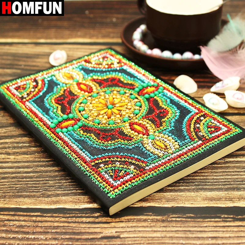 

HOMFUN A5 Notebooks 5D DIY Diamond Painting Special Shape Diary Book Diamond Embroidery "Mandala flower " Rhinestones Decor Gift