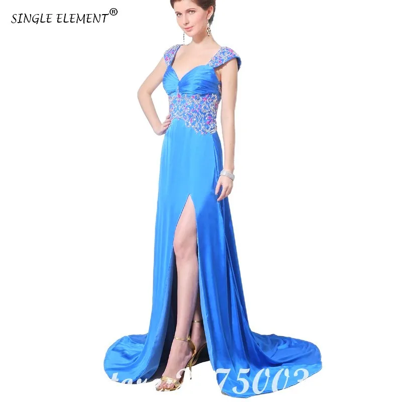 

SINGLE ELEMENT Sexy Embroidery Split Dinner Godmother Mother Of The Bride Dresses