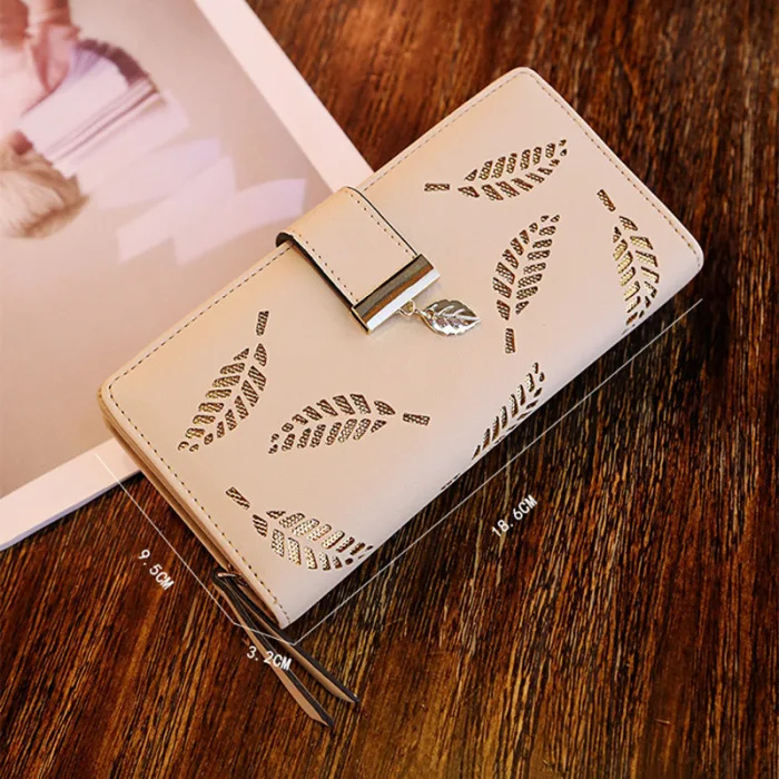 Wallet Women Fashion Women PU Leather Wallet Purse Card Holders Hollow Leaves For Coins Money carteira Porte Feuille Femme