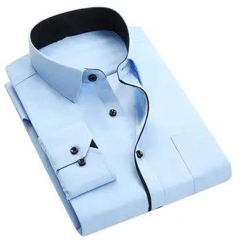 

Men's Shirts Business Shirts Men Dress Solid Color Turn Down Collar Long Sleeve Shirts Pocket Buttons Plus Size Men Dress Shirt