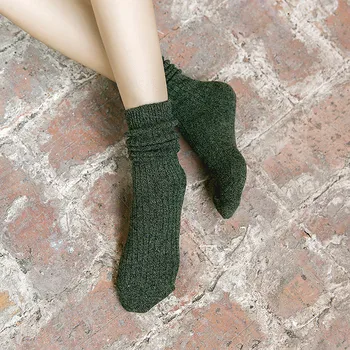 

Model Cotton Solid Color More Thick Women Socks Winter Warm Socks Cotton Breathable Sweat-absorbing Socks Women