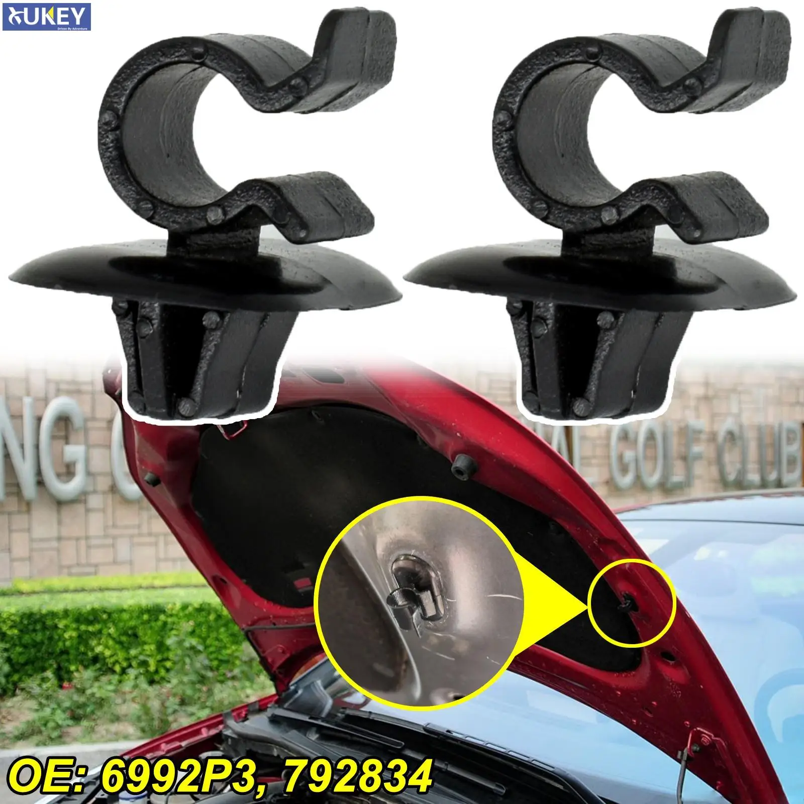 2pcs Rod Hood Support Prop Stay Clip Holder Clamp 792834 Peugeot