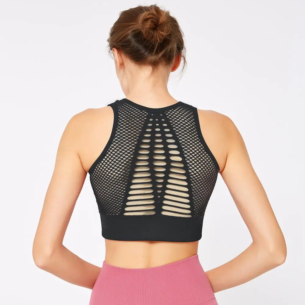 

NORMOV Workout Women Tank Tops Patchwork Hollow Out Polyester Solid Elastic Bar Casual Breathable Feminina Tank Tops