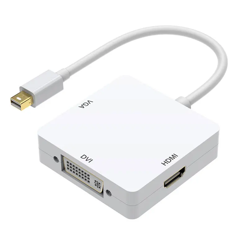 3 в 1 Дисплей Порт Thunderbolt к DVI VGA HDMI кабель для Apple iMac MacBook Дисплей порт конвертер DP к VGA адаптер DP к HDMI - Цвет: MiniDP 3in1