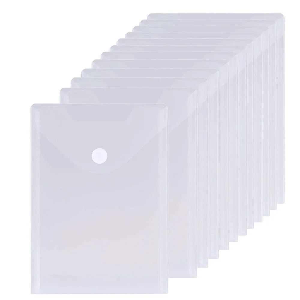 10pcs/Lot A5 Clear Document Bags Poly Envelopes with Velcro Closure