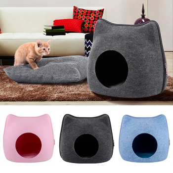 Natural Felt Pet Cat Cave Beds Nest Cats House Basket Funny Round Egg Type with