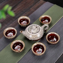 7 sztuk zestawy do herbaty wykwintne seledyn zestaw herbaty obejmują 6 filiżanek 1 dzbanek na herbatę Jingdezhen marka wykwintne zestaw herbata Kung Fu puchar unikalny prezent tanie tanio CN (pochodzenie) Ceramiki