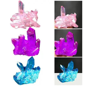 

110g Rare beautiful purple flame aura quartz crystal specimen cluster X4V5