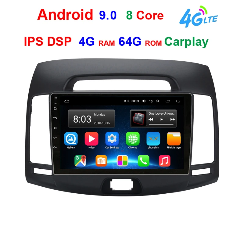 B 4G 64G DSP IPS 2G+ 16G Android 9,1 4G Автомобильный Радио Мультимедиа Видео плеер навигация gps WiFi 2 din для hyundai Elantra HD 2006-2010 без dvd - Цвет: B 4G 64G DSP IPS