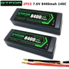 GTFDR 2PCS 2S Lipo Battery 7.4V 7.6V HV 8400mAh 7000mAh 6200mA 5200mAh 140C/280C 100C/200C 60C/120C 4mm for 1/8 1/10 Road RC Car 1