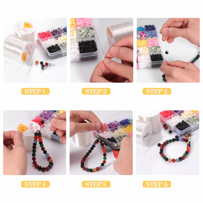 Louleur Plastic Crystal DIY Beading Stretch Cords Elastic