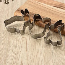 4Pcs/Set Easter Rabbit Cookie Cutter Biscuit Press Stamp Embosser Sugar Pastry Cake DIY Baking Mould Bakeware Kitchen Utensils