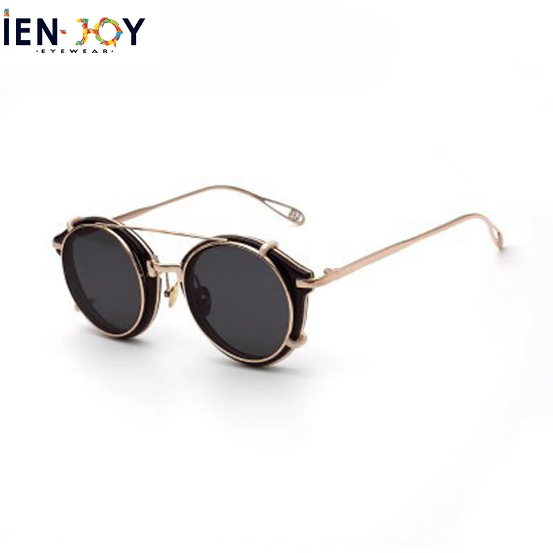 

IENJOY New Fashion Women Round Punk Sunglasses Retro Glasses Men Sun Glasses Detachable Eyeglasses Frame UV400