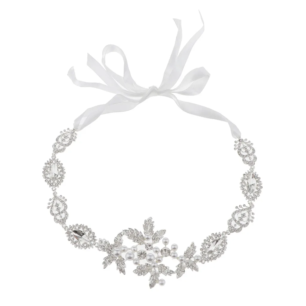 Headband Rhinestone Hair Accessories Headdress For Women And Girls, Silver