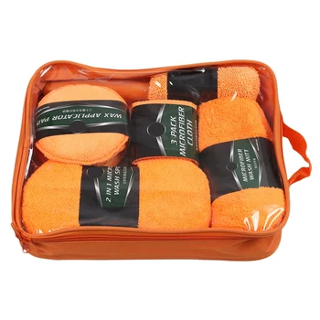 

9Pcs Microfiber Car Wash Cleaning Kit, Car Tire Brush, Glass Towel, Wax Cake, Leather, Vent, Interior