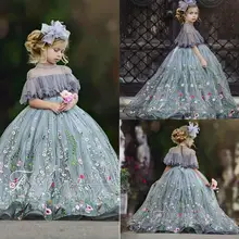 Г. Милое бальное платье, платья с цветочным узором для девочек кружевное платье с аппликацией и высоким горлом, стразы, детское платье для торжеств платье в пол для девочек на день рождения