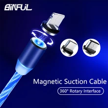 Магнитный светодиодный кабель 3 в 1, кабель Micro USB, кабель освещения типа C для iPhone, samsung, huawei, зарядное устройство, Магнитный зарядный кабель USB Micro Kable