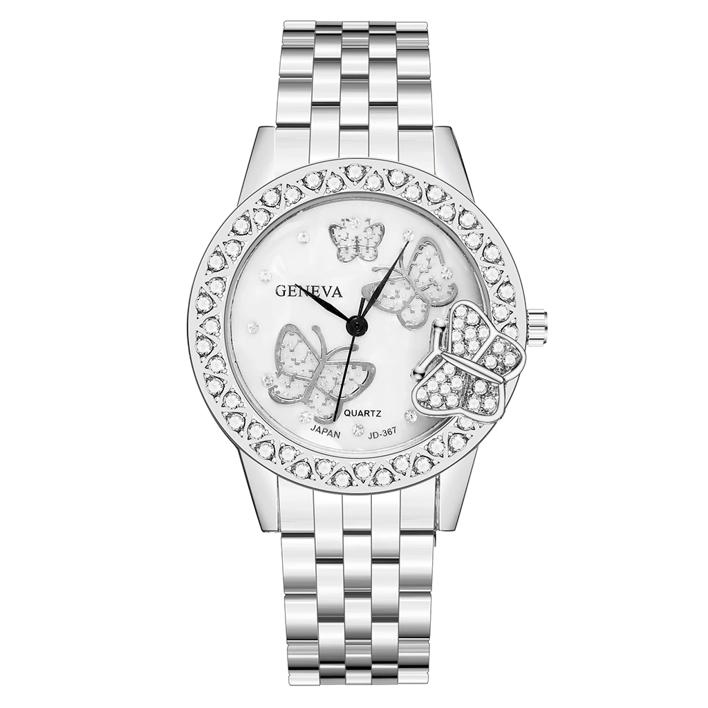 Women Rose Gold Diamond Butterfly Bracelet Watches Luxury Waterproof Quartz Rhinestone Geneva Wrist Watches Relogio Feminino