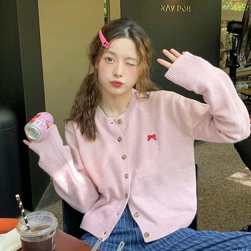 Unif Cardigan Pink Short Sweater Coat Women's Spring 2021 New Design Feeling Loose Knit Jum |