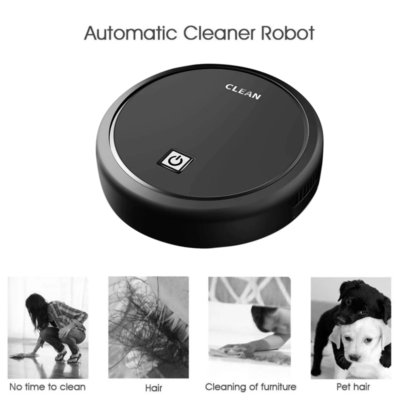 Automatic USB Charging Wireless Sweeping Robot Vacuum Cleaner Cordless Vaccum Robot Carpet Robots Mop Robot Black