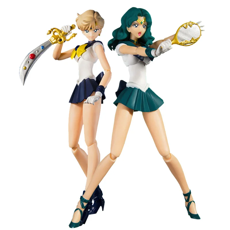 

Bandai Genuine SHF Sailor Moon Tenoh Haruka Kaiou Michiru Joints Movable Action Figure Model Toys