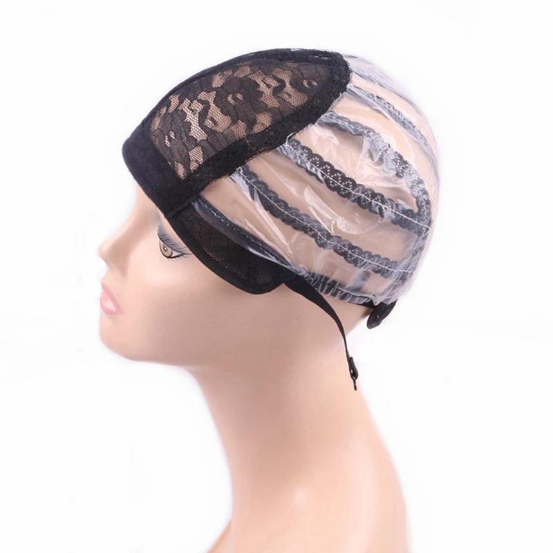 10 Pcs/Lot (S/M/L) Wig Caps For Making Wigs With Full Plastic Black Adjustable Lace Wig Caps
