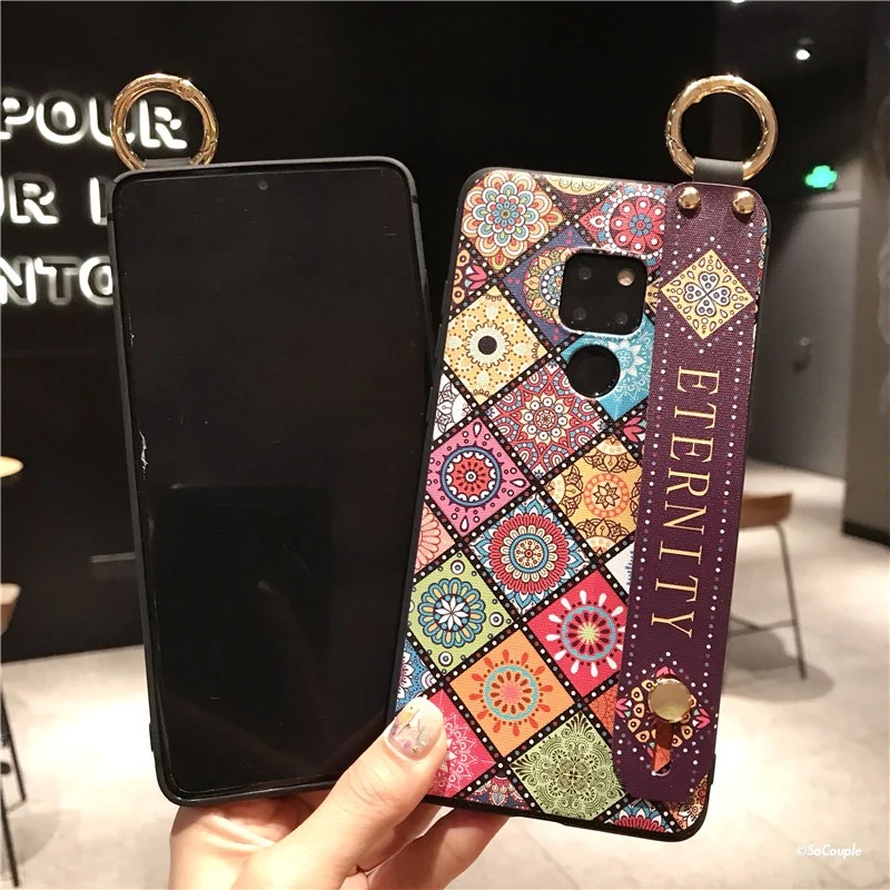 SoCouple Wrist Strap Soft TPU Phone Case For Huawei Mate 10 20 Pro P10 plus P20 Pro Lite Nova 3 3i 2s Flower Holder Case Cover (8)