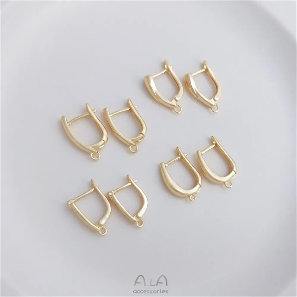 14K gold clad U-shaped belt lifting ring ear buckle water drop ear clip manual DIY earring ear accessories materials