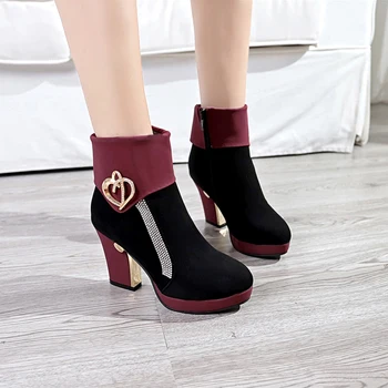 

Super High Heels Platform Shoes Women High Heels Women Pumps Shoes Pointed Toe Suede Ankle Boots for Women Thick Heels Boots NEW