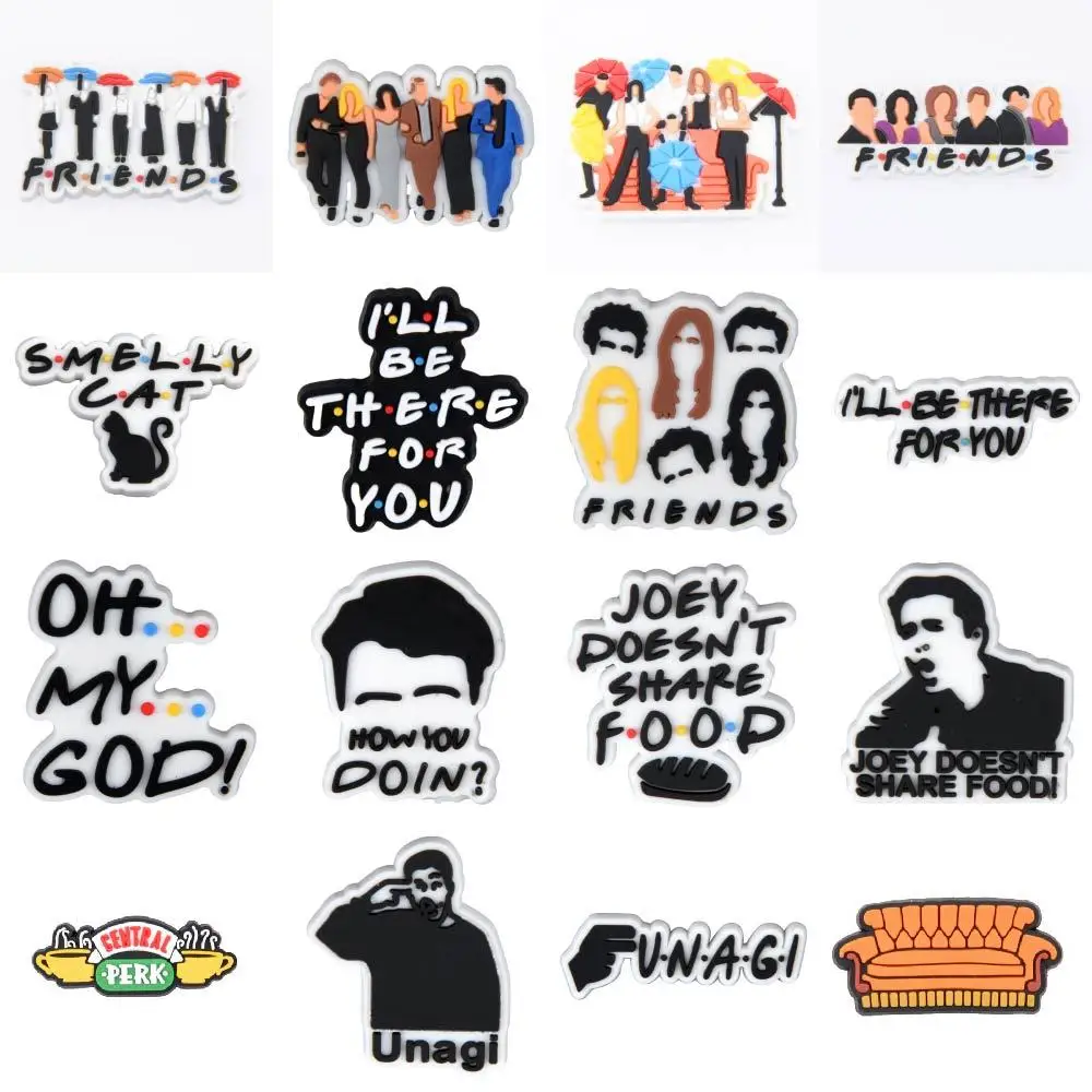 NewArrivalClassicAmericanDramaCrocShoeCharmsFriendsJoeyClogShoesDecorationSmelly