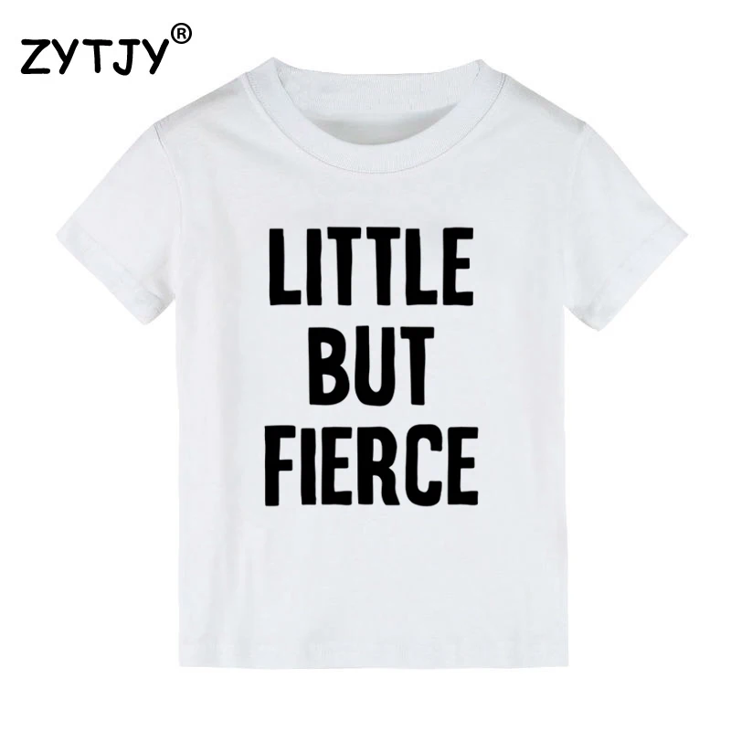 Детская футболка с принтом «Little But Fierce» футболка для мальчиков и девочек, детская одежда для малышей Забавные футболки Tumblr CZ-102